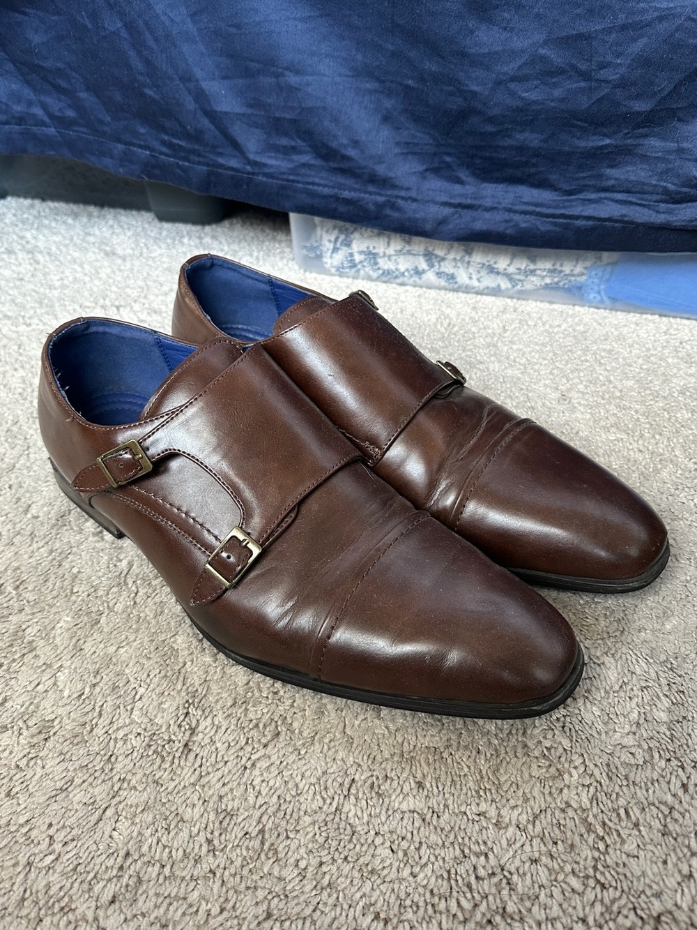 Men’s Bruno Marc Brown Dress Monk Strap Slip On Loafers Size 11